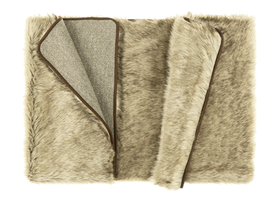 Decorative faux fur bedspread GRANDE PINI beige